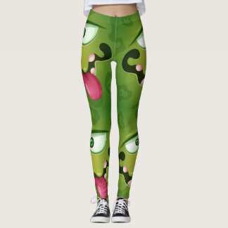 Crazy Green Monster Face Leggings