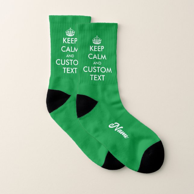 Crazy green sport socks with custom keep calm meme (Pair)
