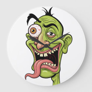 Crazy Green Zombie Cartoon Mur Horloge - Funny Mon