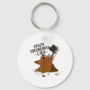 Crazy Groundhog Lady Day February 2nd Funny Birthd Keychain