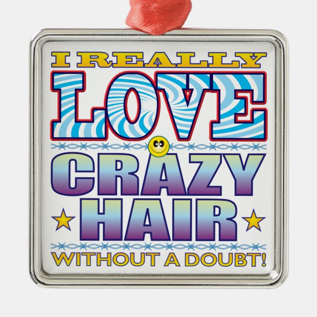 Crazy Hair Love Face Metal Ornament (Front)