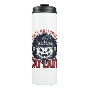 Crazy Halloween Cat Lady Vintage Witch Cat Shirt_1 Thermal Tumbler