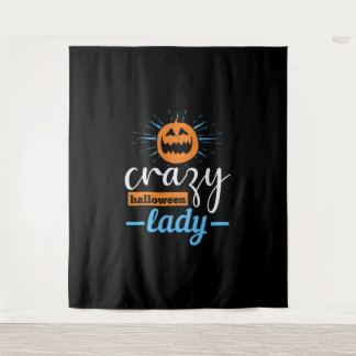 crazy halloween lady funny halloween tapestry