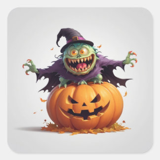 Crazy Halloween Monster Square Sticker