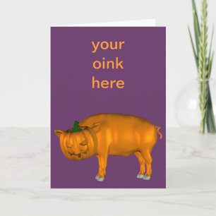 Crazy Halloween Pig Card
