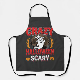 Crazy Halloween Scary Ghost and Pumpkin Design Apron