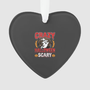 Crazy Halloween Scary Ghost and Pumpkin Design Ornament