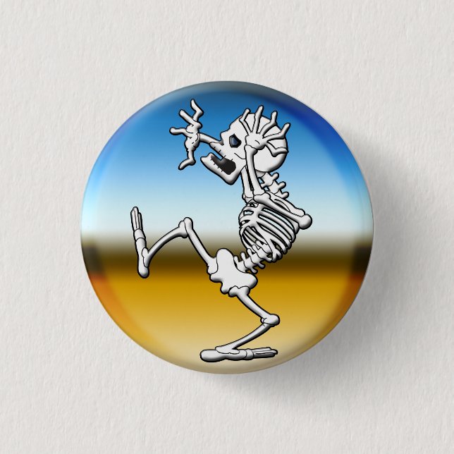 Crazy Halloween Skeleton 1 Inch Round Button (Front)