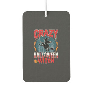 Crazy Halloween Witch Flying Broom Horror Design Air Freshener