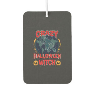 Crazy Halloween Witch Pumpkin Flying Moon Spooky N Air Freshener