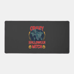 Crazy Halloween Witch Pumpkin Flying Moon Spooky N Desk Mat