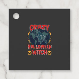 Crazy Halloween Witch Pumpkin Flying Moon Spooky N Favour Tags