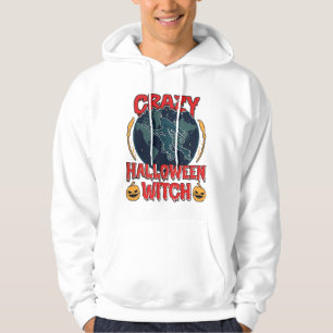 Crazy Halloween Witch Pumpkin Flying Moon Spooky N Hoodie
