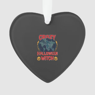 Crazy Halloween Witch Pumpkin Flying Moon Spooky N Ornament