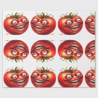 Crazy Happy Tomato Cartoon Funny  Wrapping Paper