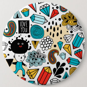 Crazy head 6 inch round button