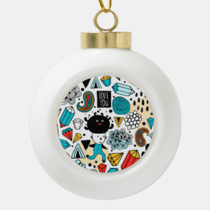 Crazy head ceramic ball christmas ornament