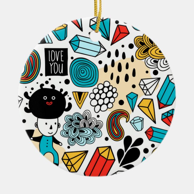 Crazy head ceramic ornament (Front)