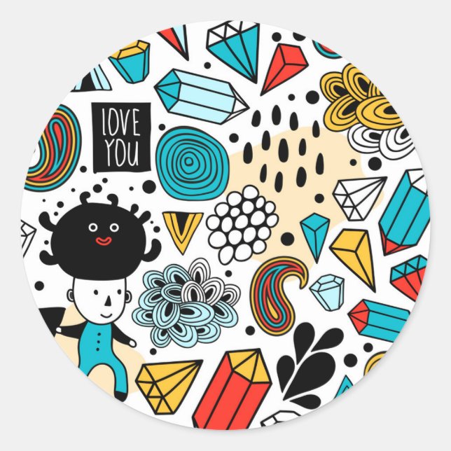 Crazy head classic round sticker (Front)