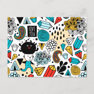 Crazy head invitation postcard