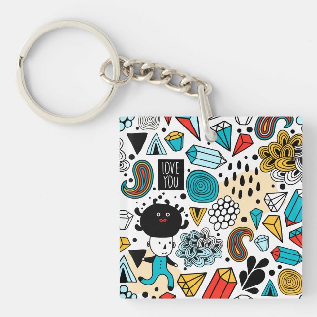 Crazy head keychain (Front)