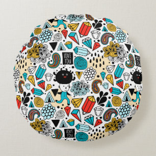 Crazy head round pillow