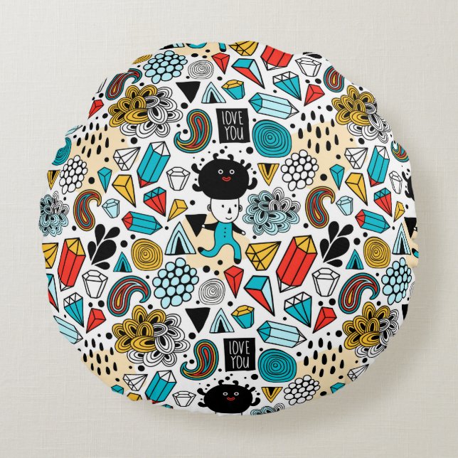 Crazy head round pillow (Front)