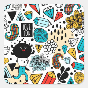 Crazy head square sticker