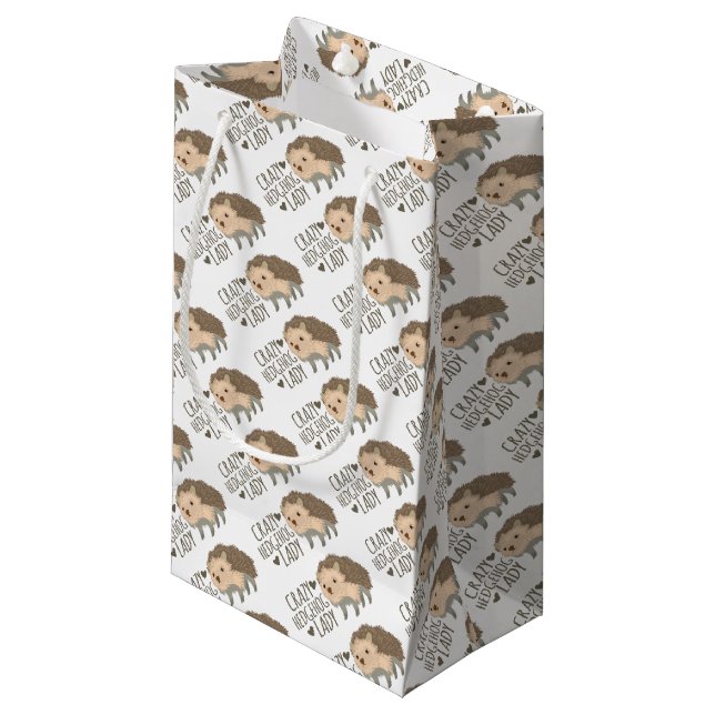 crazy hedgehog lady small gift bag (Front Angled)