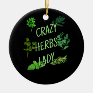 Crazy Herbs Lady Ceramic Ornament