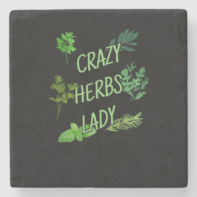 Crazy Herbs Lady Stone Coaster (Front)