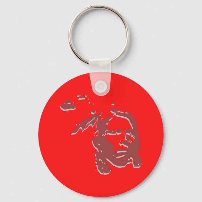crazy horse indian face keychain (Front)