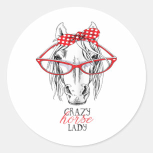 Crazy Horse Lady Horse Lover Women Bandana Horseba Classic Round Sticker
