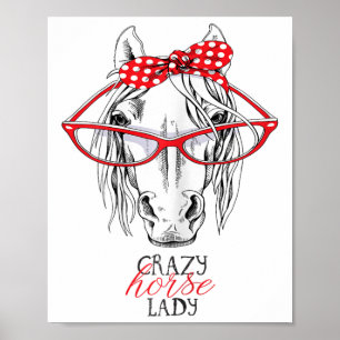 Crazy Horse Lady Horse Lover Women Bandana Horseba Poster