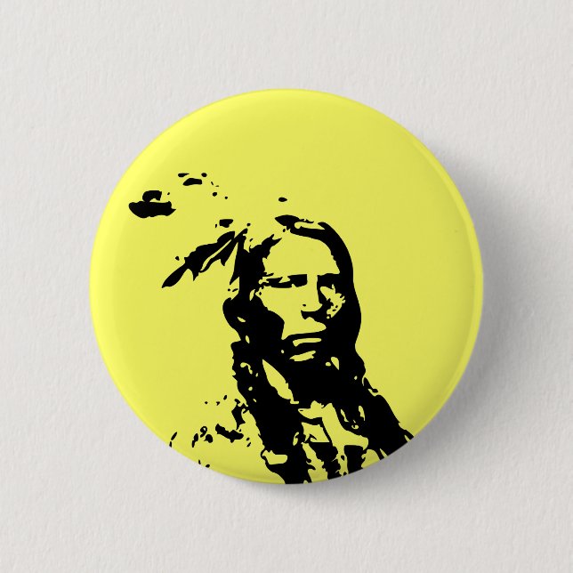 Crazy Horse Native American 2 Inch Round Button (Front)