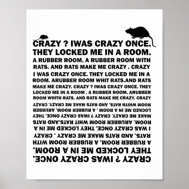 Crazy_ I Was Crazy Once. Funny Trending Meme  Poster (Front)