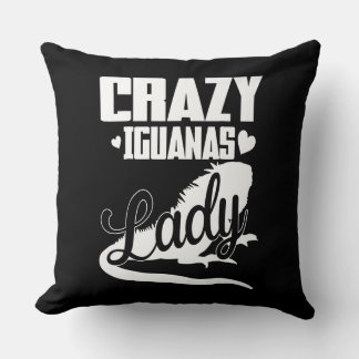 Crazy Iguana Lady Throw Pillow