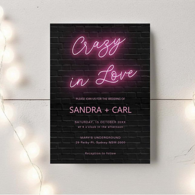 Crazy in Love Neon Glow Light Invitation (Creator Uploaded)