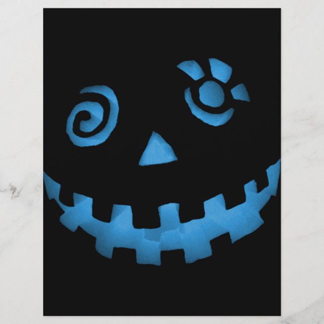 Crazy Jack O Lantern Pumpkin Face Blue (Front)