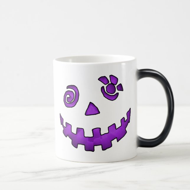Crazy Jack O Lantern Pumpkin Face Purple Magic Mug (Right)