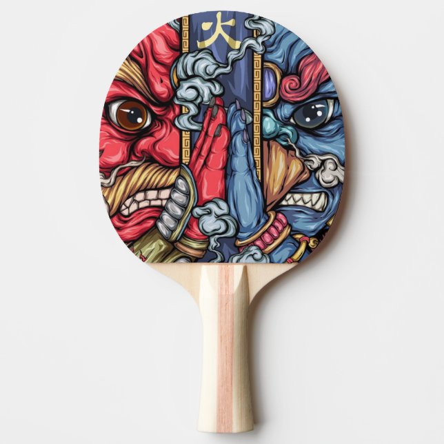 Crazy Japan Samurai Dragon Graffiti Ping Pong Paddle (Front)