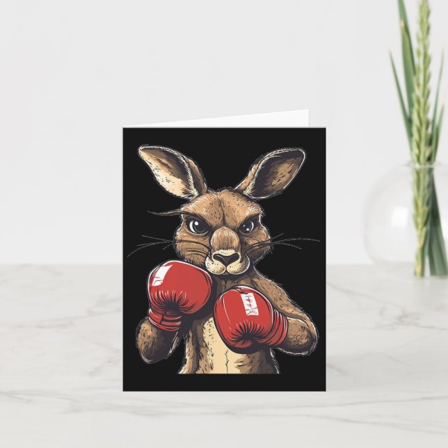 Crazy Kangaroo With Boxing Gloves For A Wild Punch Card (Front)