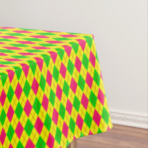 Crazy Kids Colors Argyle 6-60x84 COTTON TABLECLOTH