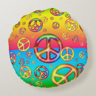 Crazy  Kids Colours-PEACE OUT-16in Round Pillow