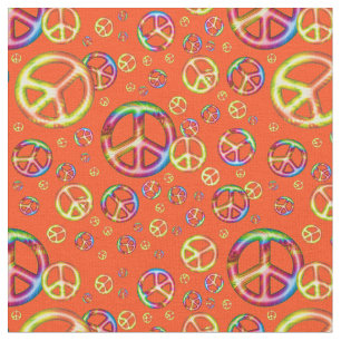 Crazy Kids Colours-Peace Out Orange-Zazzle Fabric