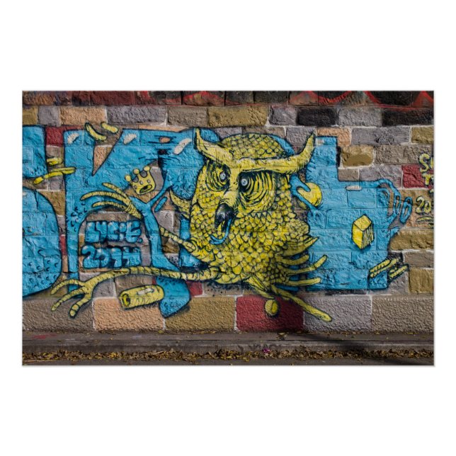 Crazy Kind Of Fantasy Horned Owl Graffiti Poster (Front)