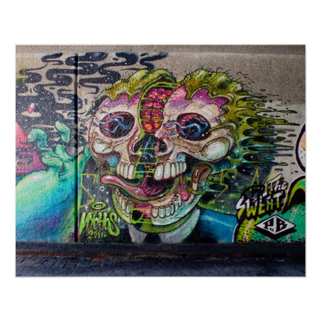 Crazy Kind Of Horror Skull Graffiti Poster (Front)