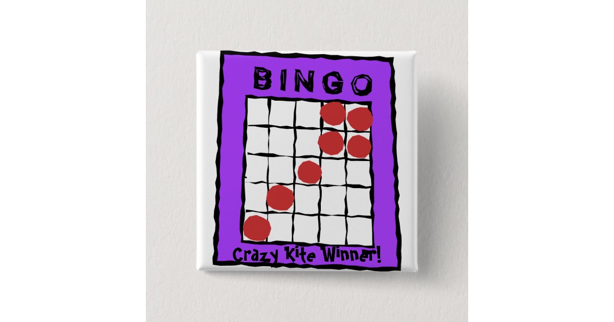 Crazy Kite Winner bingo button Zazzle