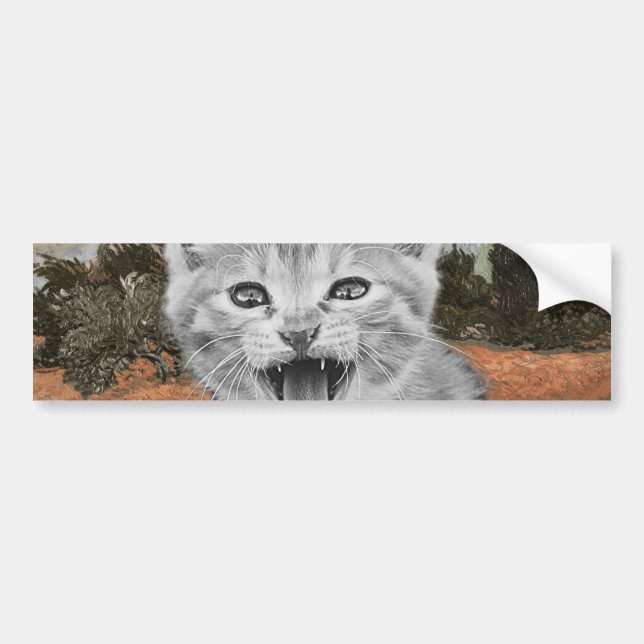 Crazy Kitties Having Fun Surrealistic Illustration Bumper Sticker (Front)