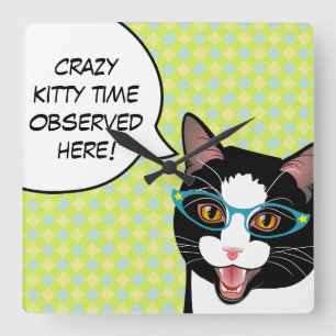 Crazy Kitty Time Kitchen Cat Clock